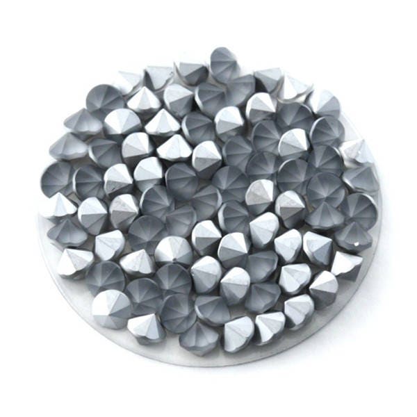 Palet / Pellet Crystal rock round 15, 24, 30 mm en Swarovski crystal silver matte metálico sobre transparente ( cal metalic matte / ab)