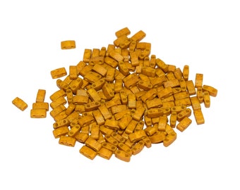 5 - 10 or 20 g Miyuki Half Tila Opaque mustrad matte HTL-2312 mustard yellow (5x2.3x1.9 mm) (half tilas)