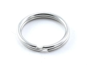 20, 50 ou 100 Porte-clef anneau argenté 20 mm (intérieur 17mm) métal  (porte-clé)