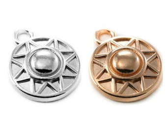 5, 10 or 20 Sun metal 6 mm silver metal or rose gold (rose gold) 13 mm (pendant / round charm)