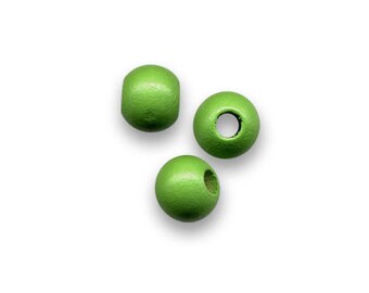 100 , 200 ou 500 perles  rondes en bois 8 mm  vert pomme (brut) -