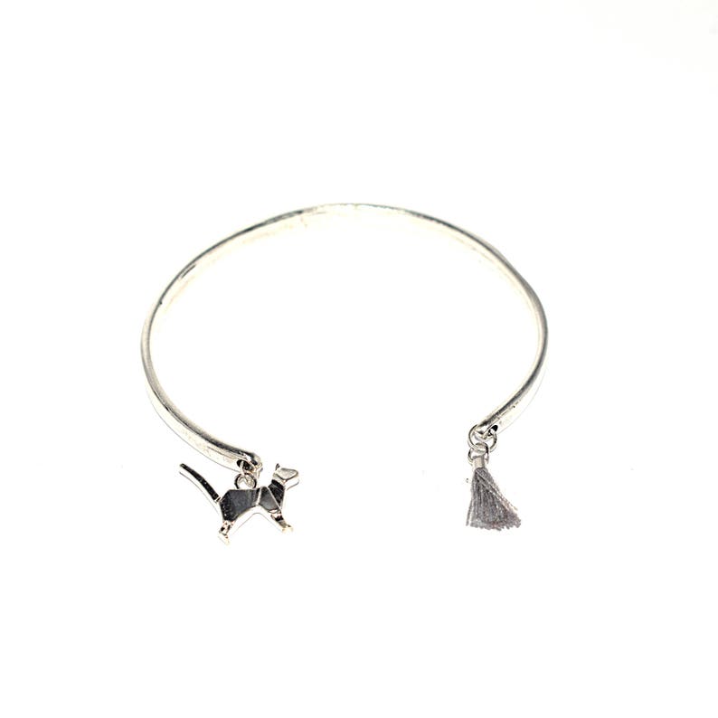 Thin Bracelet Diy Kit Origami Tank Charm Mini Grey Tassel Silver Adjustable