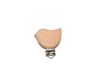 1, 5 or 10 Natural wood nipple attachment bird shape 40x30 mm - to European standards (EC), NF-71