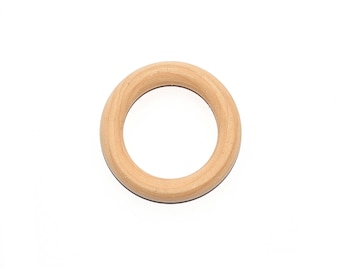 5, 10 ou 20 Anneau de dentition rond  bois naturel (fabrication hochet) 56mm - -  aux normes européennes (CE),  NF-71