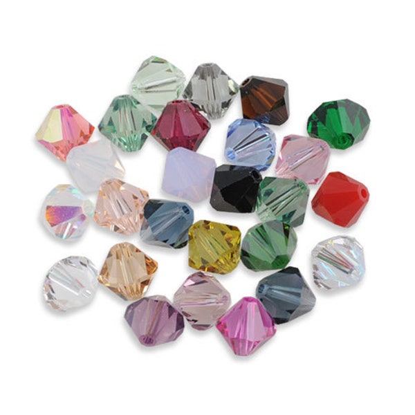 20, 50 ou 100 assortiment perle toupie en cristal Swarovski 3 ou 4 mm multicouleurs / arc-en-ciel (rose, bleu, vert, rouge, transparent etc)