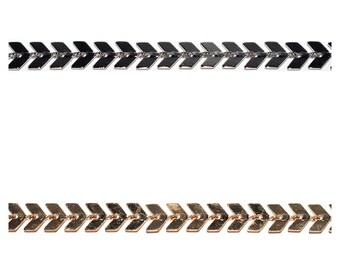 50 cm, 1 ou 2 m (mètre) Chaine épis / chevron 7x6mm argenté ou doré