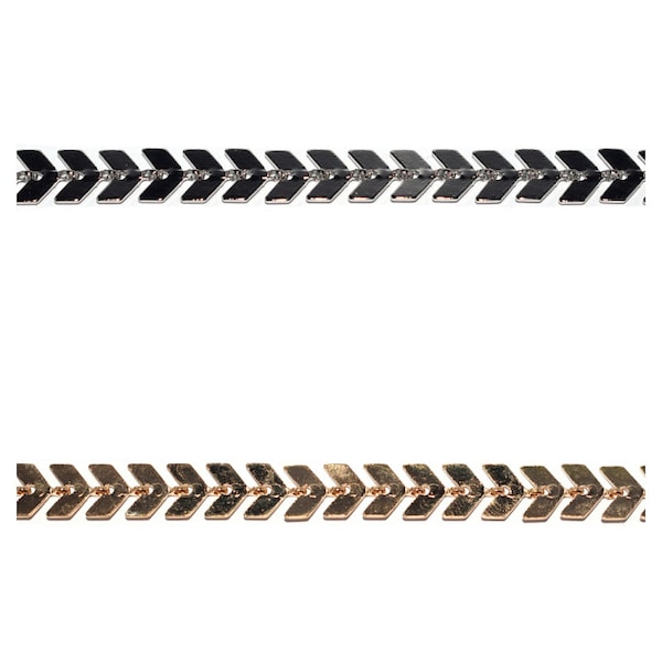 50 cm, 1 ou 2 m (mètre) Chaine épis / chevron 7x6mm argenté ou doré