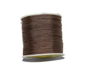 20, 50 ou 100 mètres fil nylon tressé 0,8mm (fil de jade) marron clair   (idéal pour macramé ou renforcement tissage de perles)