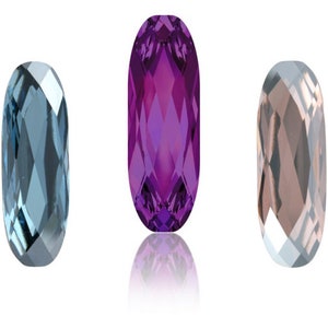 Strass - Swarovski crystal stone to stick 4161 21x7mm - Light Rose satin, Aquamarine or Amethyst (pink, purple, blue)