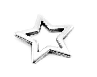 5, 10 or 20 Star cut silver metal 18x18mm (pendant, charm, connector)