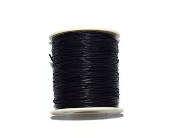 20 / 50 / 100 meters Waxed Cotton 1mm or 2 mm or 3 mm black