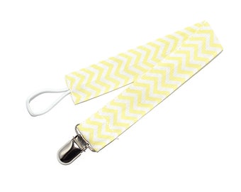 Pacifier attachment / fabric pacifier lines / yellow and white chevron