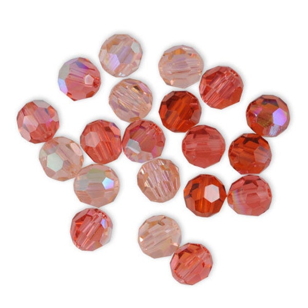 20, 50 oder 100 Sortiment Swarovski Facettierte Perle 4 mm Camaieu / Rosa Farbverlauf (Koralle, Hellrosa / Dunkel, Rouge, Vintage)