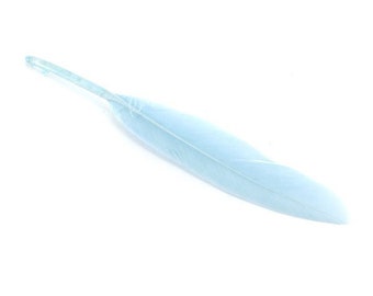 30, 50 ou 100 plumes véritables d'oie bleu clair  fantaisie +/- 12 cm (10/15cm)