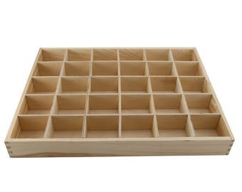 Casier de rangement avec 30 cases carrées bois 38x29x4 cm (réf: 2759)