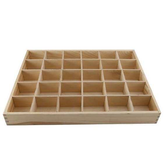 Casier de rangement avec 30 cases carrées bois 38x29x4 cm réf