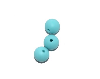 10, 20 or 50 round pearls in turquoise blue food silicone 12 mm - manufacture rattle and baby nipple attachment to CE standards