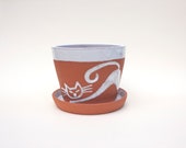 CAT LOVERS PLANTER, plant pot with drainage hole, terra cotta planter, unique garden plant pot, housewarming gift planter, pottery planter