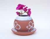 HANDMADE PLANTER with DRAINAGE, terracotta plant pot, unique garden pot, housewarming gift pot, handpainted pot plant holder, outdoor pot