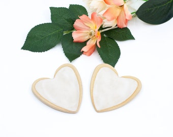 Set of 2 Heart Shaped Teabag Holders, handmade ceramic pottery hearts, small handmade gift idea