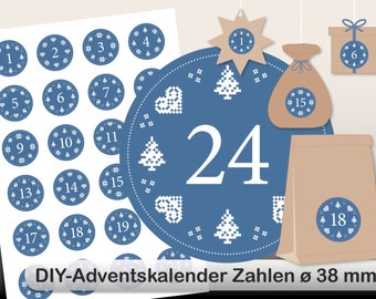 DIY Advent Calendar norwegian digital sheet blue