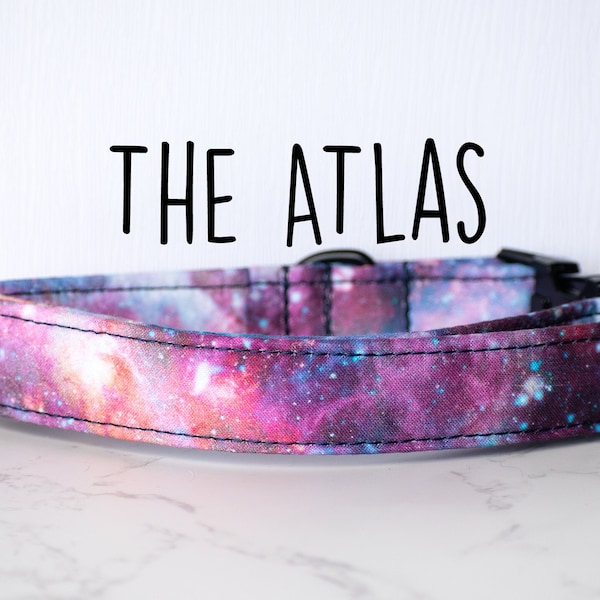 Outerspace Hundehalsband: Planet Galaxy Print Schnallenhalsband aus Baumwolle