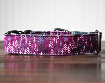 Purple Pine Tree Dog Collar: Outdoor Adventure Collar