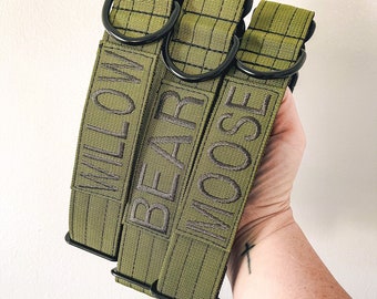 Personalized Dog Collar: Olive Green Military-Spec Tactical Collar