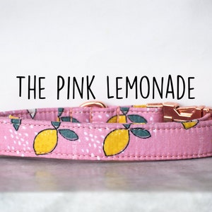 Lemon Dog Collar, Lemonade Dog Collar, Pink Dog Collar, Summer Dog Collar, Dog Collar Pink