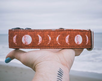 Moon dog collar, rust dog collar, orange dog collar, fall dog collar