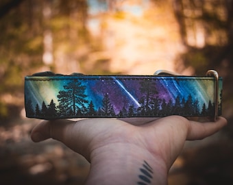 Dog collar, Northern lights, northern lights dog collar, blue dog collar, dog collar blue, star dog collar, dog collar galaxy, galaxy collar
