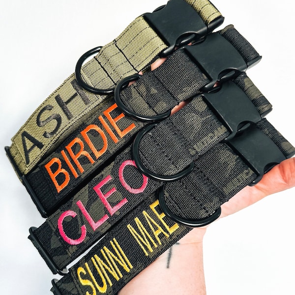Personalized Tactical Dog Collar: Military-Spec Webbing, Embroidered Name