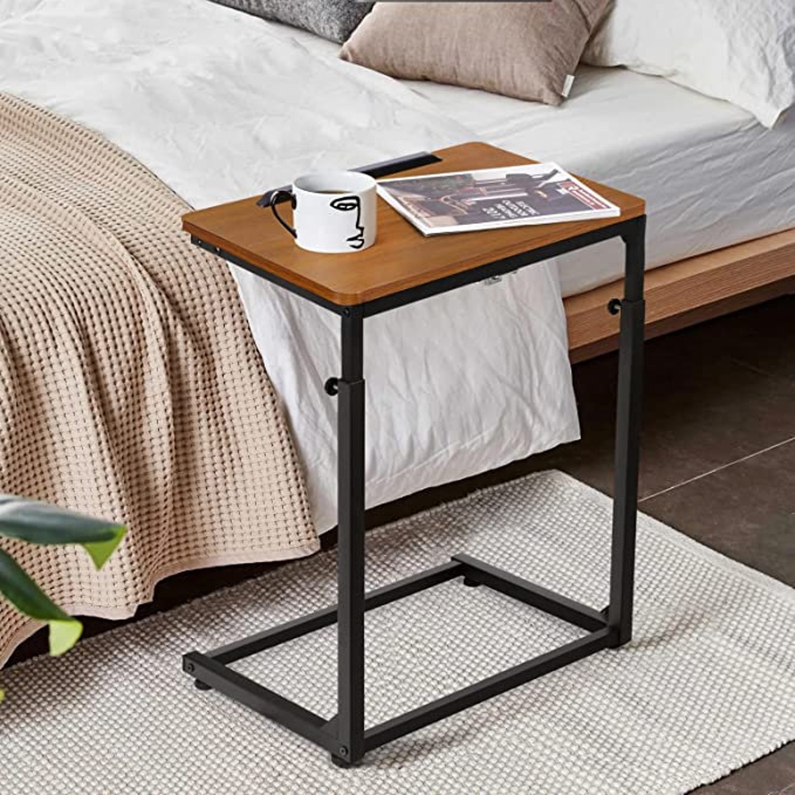 Height Adjustable Couch Side Table C Shaped Laptop End Table Etsy