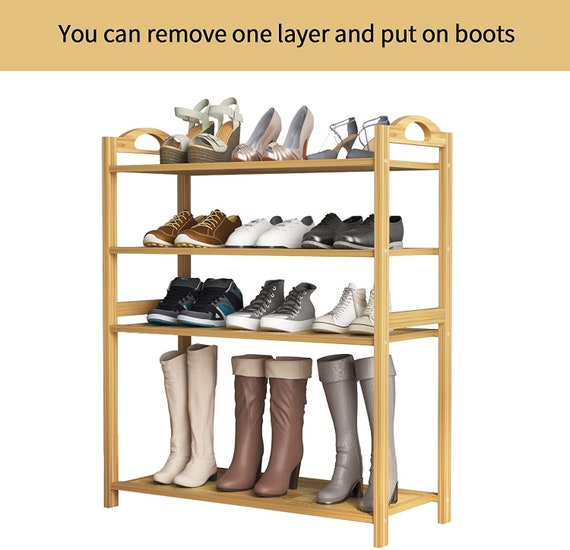 Bamboo Shoe Rack 6-Tier Shoe Storage Organizer Entryway Shoe Shelf