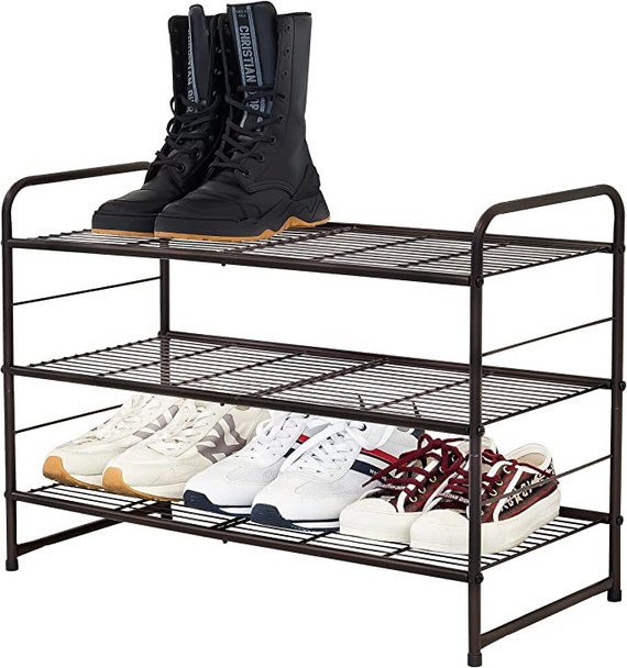 Expandable Shoe Rack, Stackable Shoe Rack for Closet, Small Shoe Rack 4  Tier