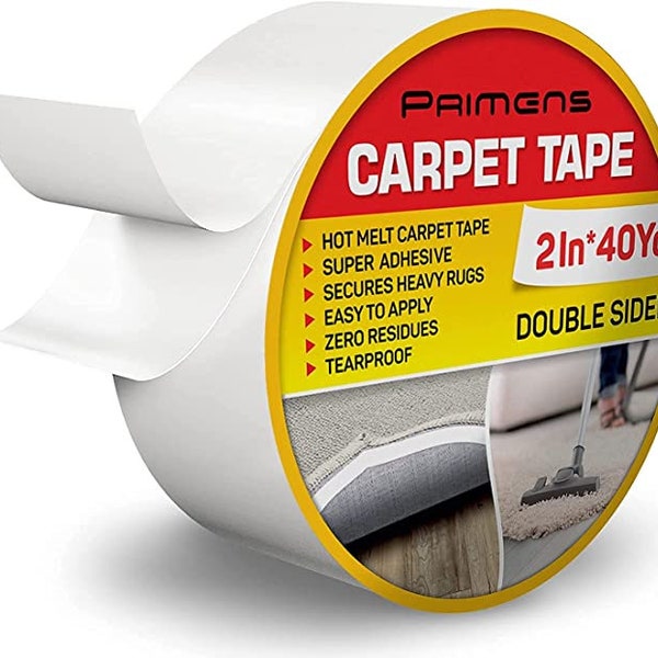 Double Sided Carpet Tape - Rug Grippers Tape for Area Rugs and Hardwood Floors - Carpet Binding Tape Removable, Residue Free,Strong Adhesive