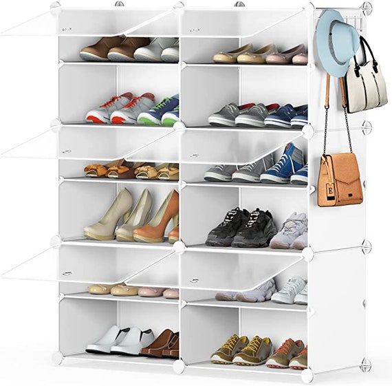 Shoe Rack Closet With Doors, Shoe Storage Cabinet, Shoe Rack With 6 Shelf/layer/tier  Display Organizer for Entryway Bedroom Hallway Mudroom 