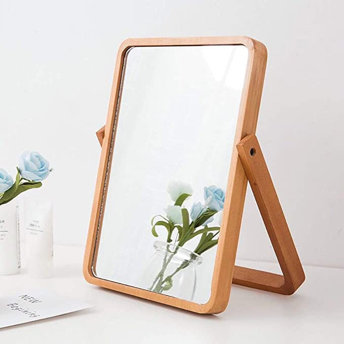 Desktop Makeup Mirror, Cute Storage Box With Mirror, Folding