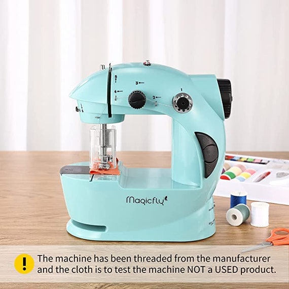 Battery Operated, SMALL SEWING MACHINE, Beginner Friendly, Mini Dual Speed  Portable Blue Electrical Sewing Machine With Table 