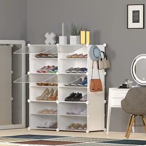 Shoe Rack Closet With Doors, Shoe Storage Cabinet, Shoe Rack With 6 Shelf/layer/tier  Display Organizer for Entryway Bedroom Hallway Mudroom 