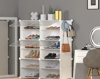 Shoe Rack Closet with Doors, Shoe Storage Cabinet, Shoe Rack with 6 Shelf/Layer/Tier Display Organizer for Entryway Bedroom Hallway Mudroom