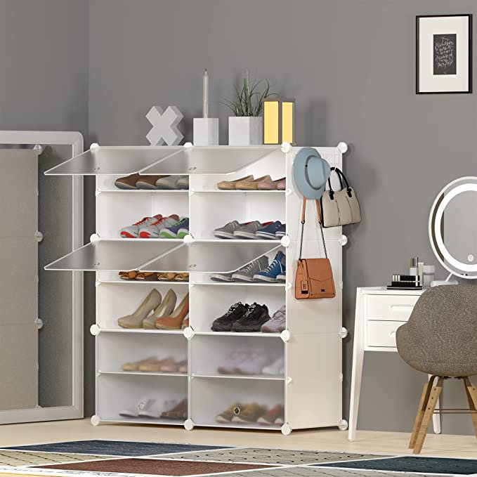 Shoe Rack Closet With Doors, Shoe Storage Cabinet, Shoe Rack With 6 Shelf/layer/tier  Display Organizer for Entryway Bedroom Hallway Mudroom 