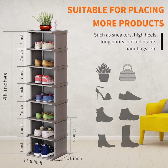 8 Tiers Shoe Rack Vertical Narrow Shoe Shelf Storage Organizer Sturdy Space  Saving Tall Narrow Shoe Rack for Entryway Closet Hallway -  Israel