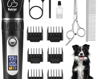 Dog Grooming Kit with Led Display, Heavy Duty Pet Grooming, Upgrade Motor, Clippers Low Noise, USB Rechargeable Cordless