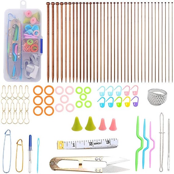 KNITTING NEEDLES SET, Needle Threader, Needle Case, Crochet Needles, Bamboo  Weaving Circular Knitting Needles and Accessories Tools 
