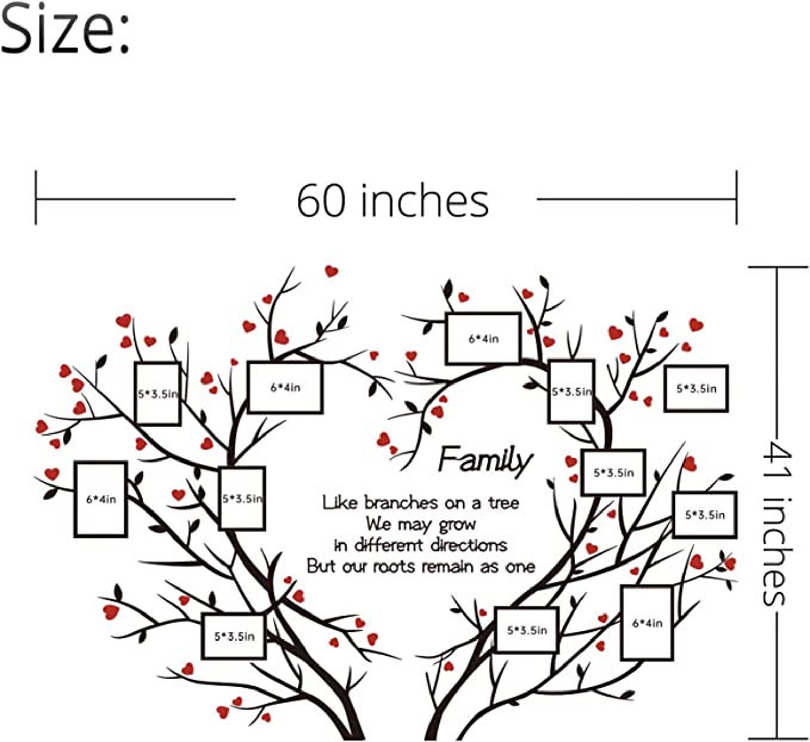 Family Tree Wall Decor Picture Frame Removable 3D DIY Acrylic Wall