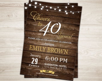 40th birthday invitation for men etsy
