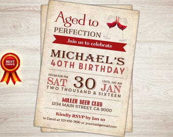surprise 40th birthday invitation for women wine birthday etsy