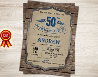 surprise 50th birthday invitation for men 50th birthday etsy