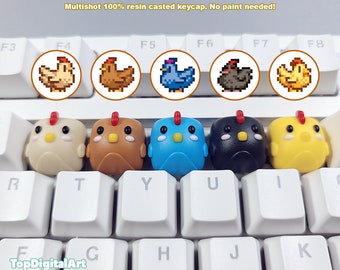 Stardew Valley Chicken Keycap. Stardew Chicken Artisan-sleutelhanger. Leuke kipsleutelhanger. Stardew Valley-cadeaus. Cadeau voor hem. Gamercadeau voor haar